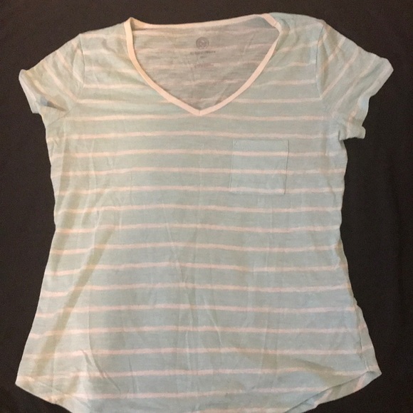 Teal and White Striped V Neck - Picture 5 of 5